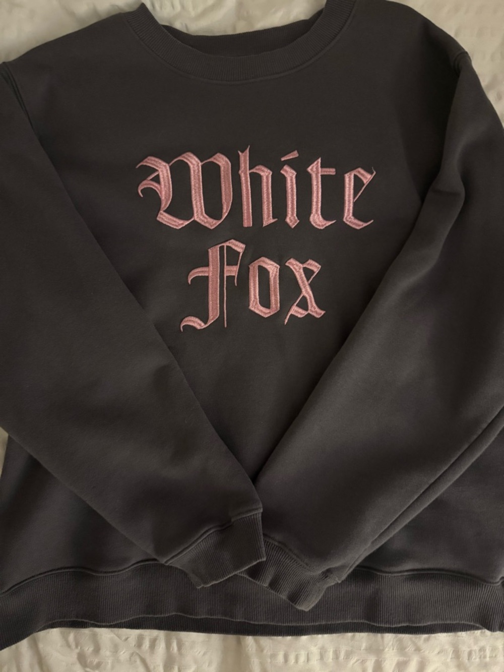 White Fox Sweatshirt with Pink Logo